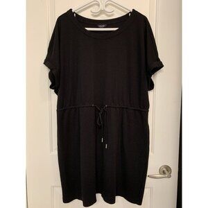 Rachel Roy Black Dress Short Sleeve Drawstring Waist XXL Casual Soft Comfy LBD